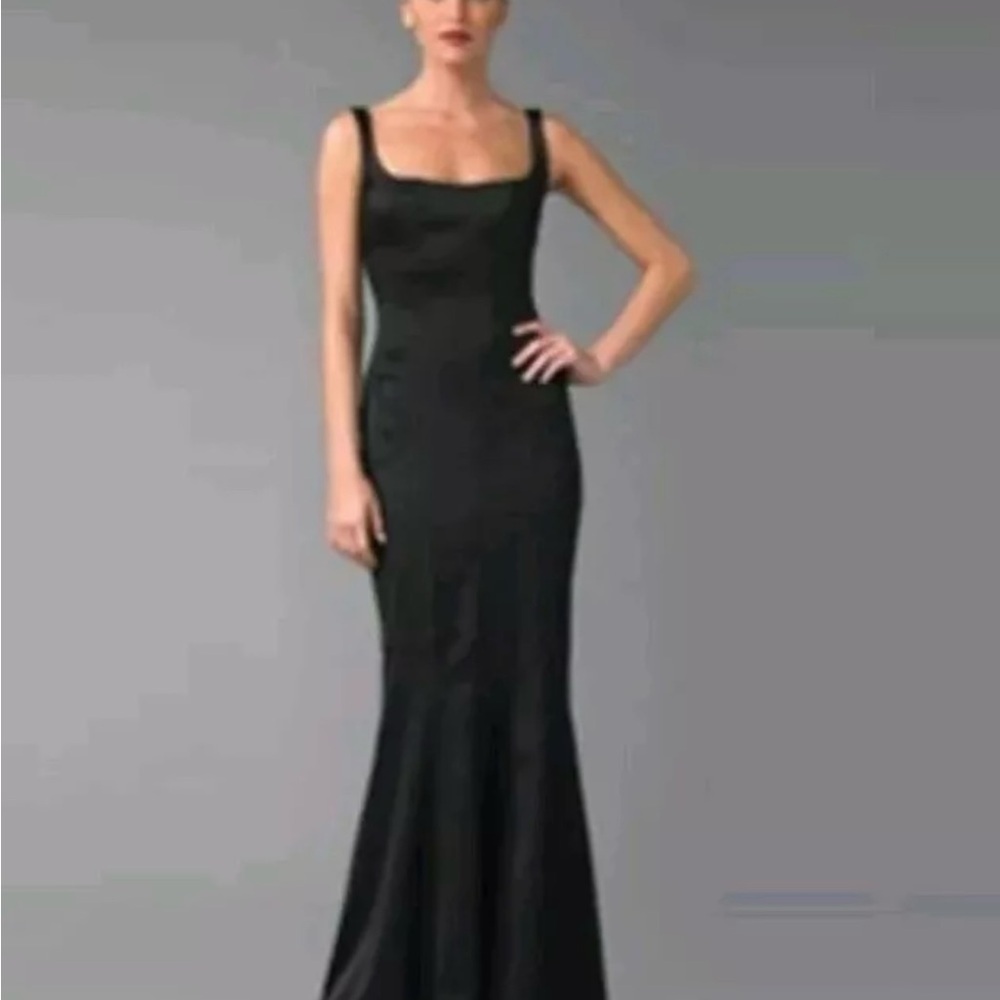 David Meister Elegant Black Evening Satin Dress Sz. 8 - Picture 2 of 10